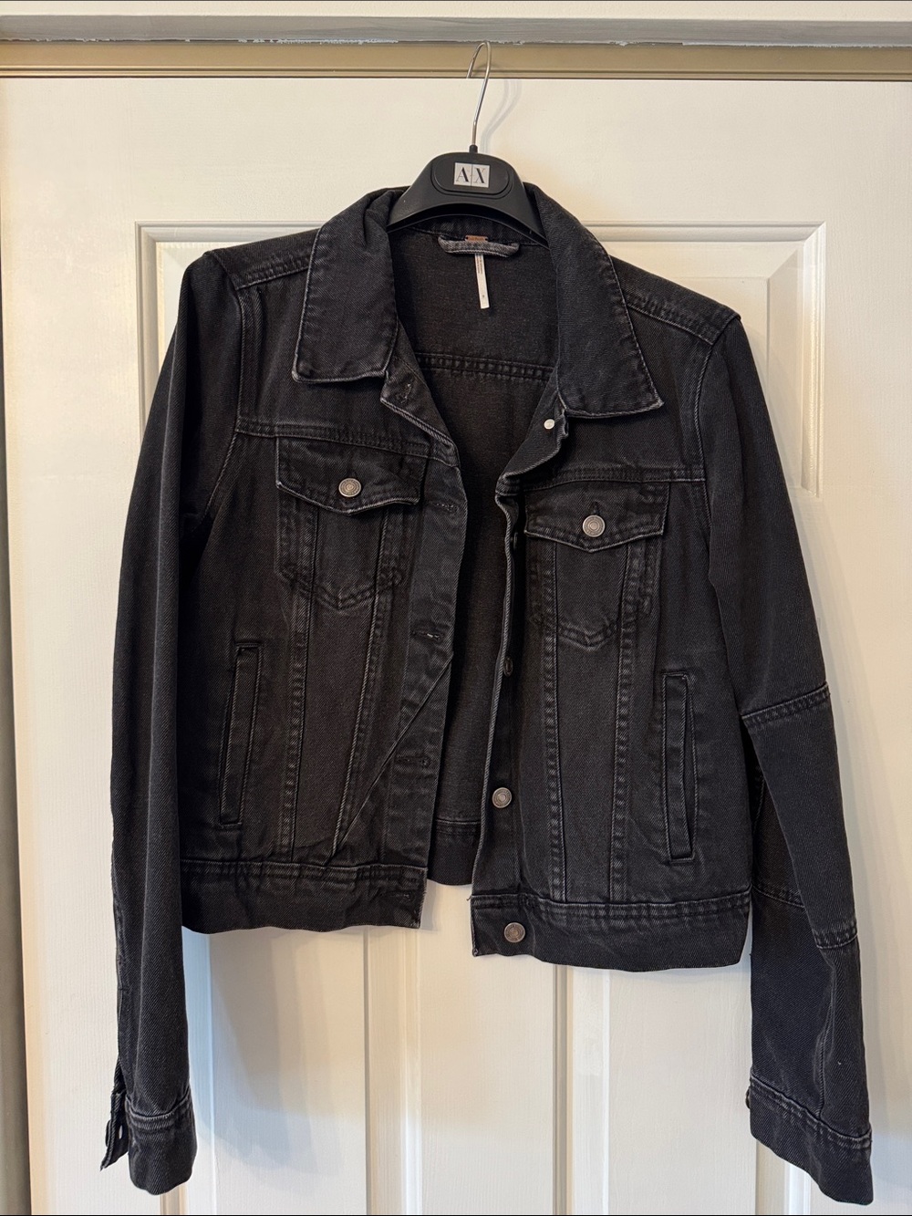 Free People Black Denim Jean Jacket